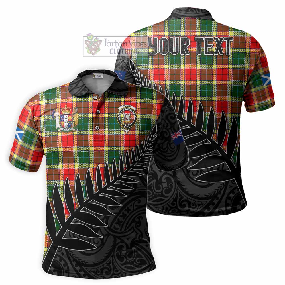 Gibson (Gibbs or Gibsone) Crest Tartan Polo Shirt with New Zealand Silver Fern Half Style