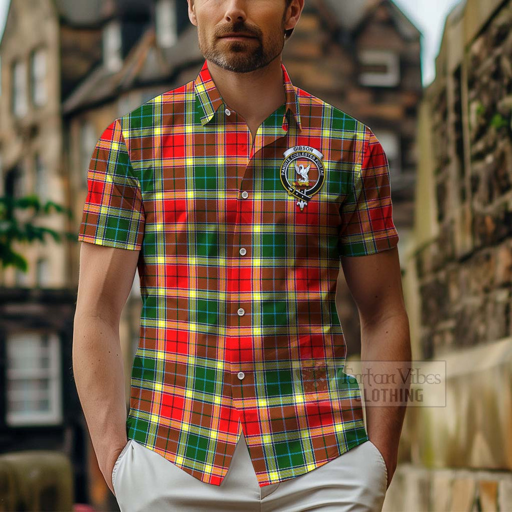 Gibson (Gibbs or Gibsone) Tartan Hawaiian Shirt with Family Crest Celtic Skull Style - Tartan Vibes Clothing