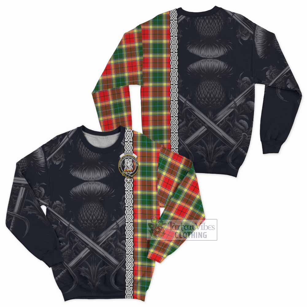 Gibson (Gibbs or Gibsone) Tartan Sweatshirt with Family Crest Cross Sword Thistle Celtic Vibes - Tartan Vibes Clothing