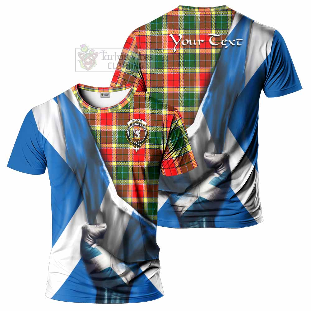 Tartan Vibes Clothing Gibson (Gibbs or Gibsone) Tartan T-Shirt with Family Crest Scotland Patriotic Style