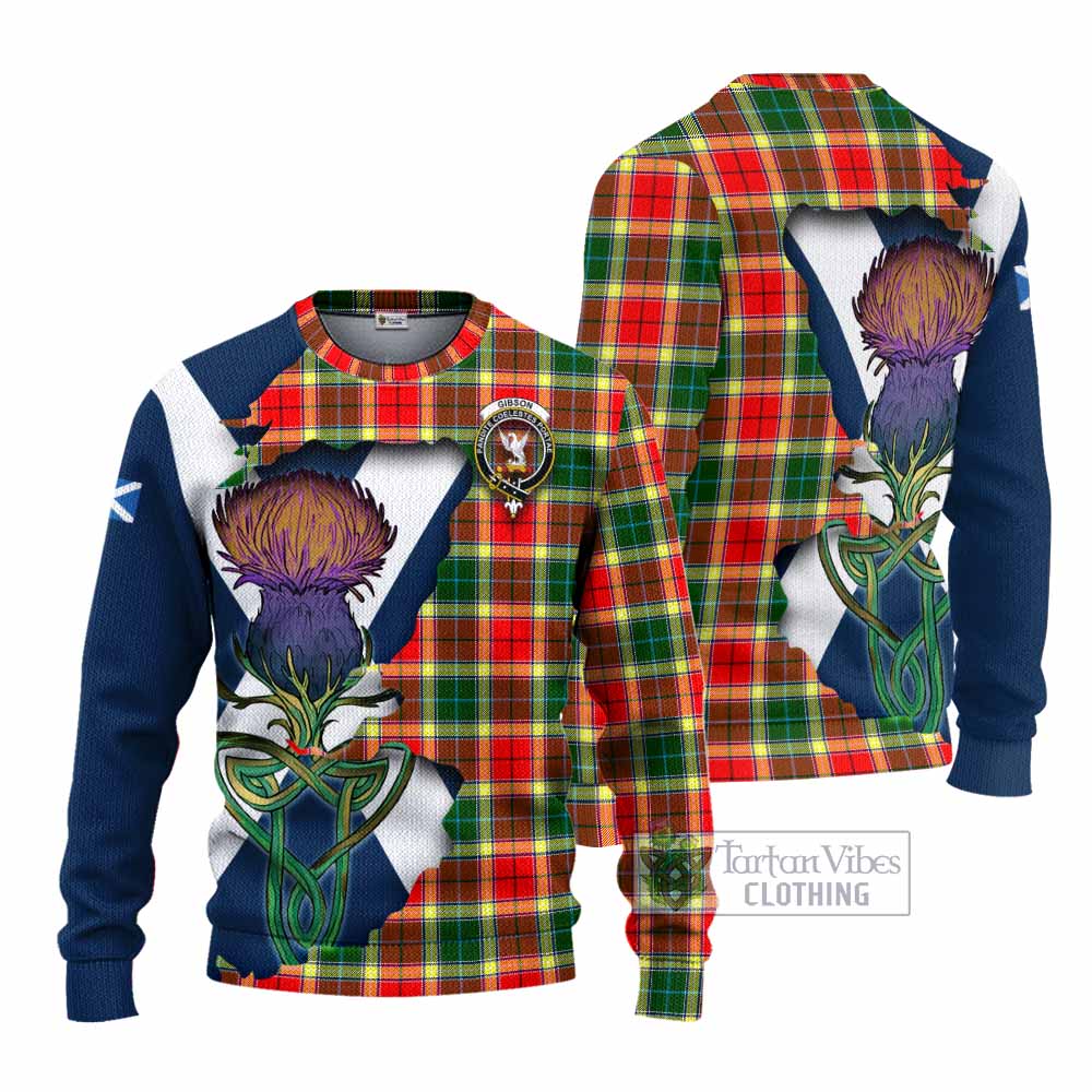 Gibson (Gibbs or Gibsone) Tartan Family Crest Knitted Sweater Scottish Thistle Celtic Inspired - Tartan Vibes Clothing