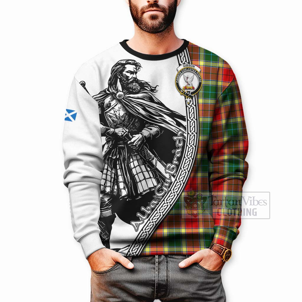 Gibson (Gibbs or Gibsone) Tartan Clan Crest Sweatshirt with Highlander Warrior Celtic Style - Tartan Vibes Clothing