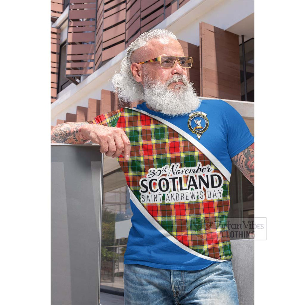 Tartan Vibes Clothing Gibson (Gibbs or Gibsone) Family Crest Tartan Cotton T-shirt Celebrate Saint Andrew's Day in Style