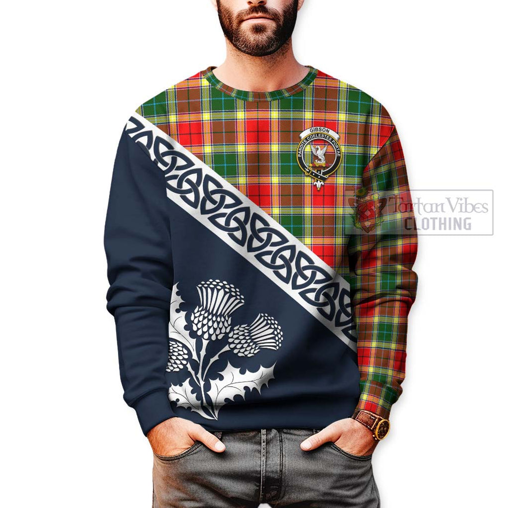 Gibson (Gibbs or Gibsone) Tartan Sweatshirt Featuring Thistle and Scotland Map - Tartan Vibes Clothing