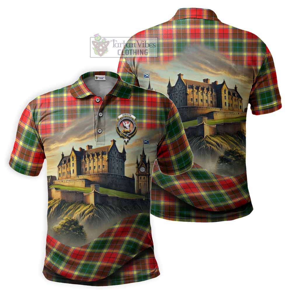 Tartan Vibes Clothing Gibson (Gibbs or Gibsone) Tartan Family Crest Polo Shirt with Scottish Ancient Castle Stype