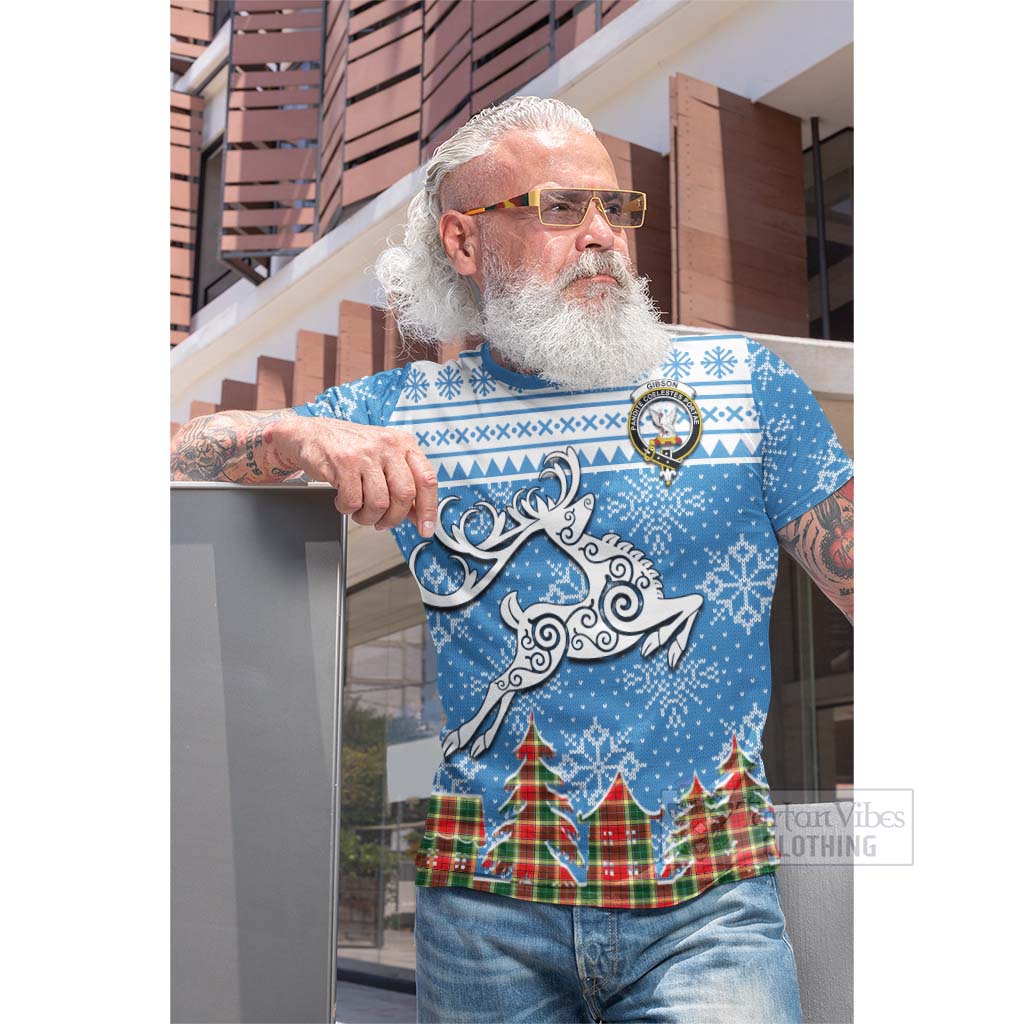 Gibson (Gibbs or Gibsone) Clan Christmas Cotton T-shirt Celtic Reindeer Style - Tartan Vibes Clothing