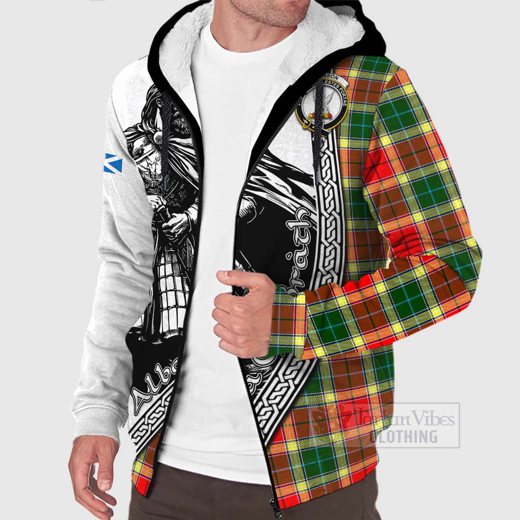 Gibson (Gibbs or Gibsone) Tartan Clan Crest Sherpa Hoodie with Highlander Warrior Celtic Style Unisex - Tartan Vibes Clothing