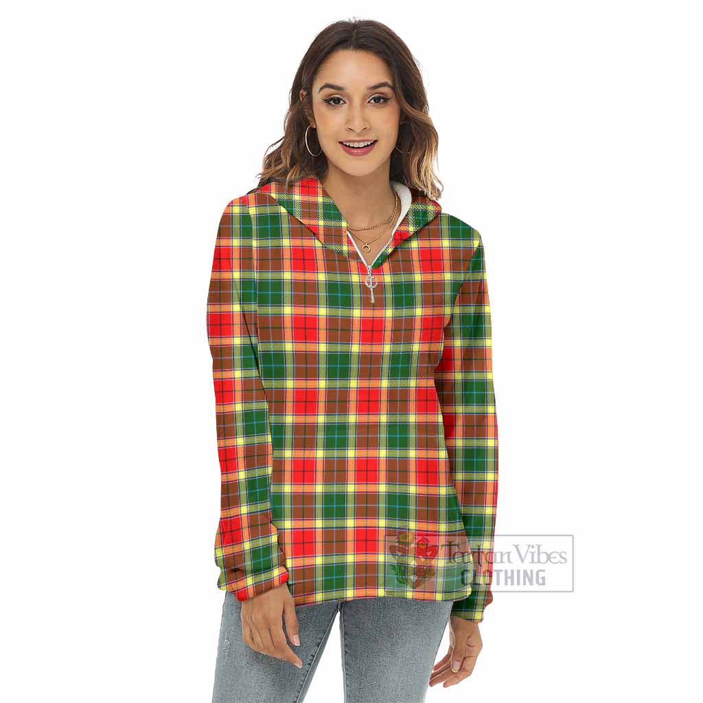 Gibson (Gibbs or Gibsone) Tartan Women's Borg Fleece Hoodie with Half Zip - Tartan Vibes Clothing
