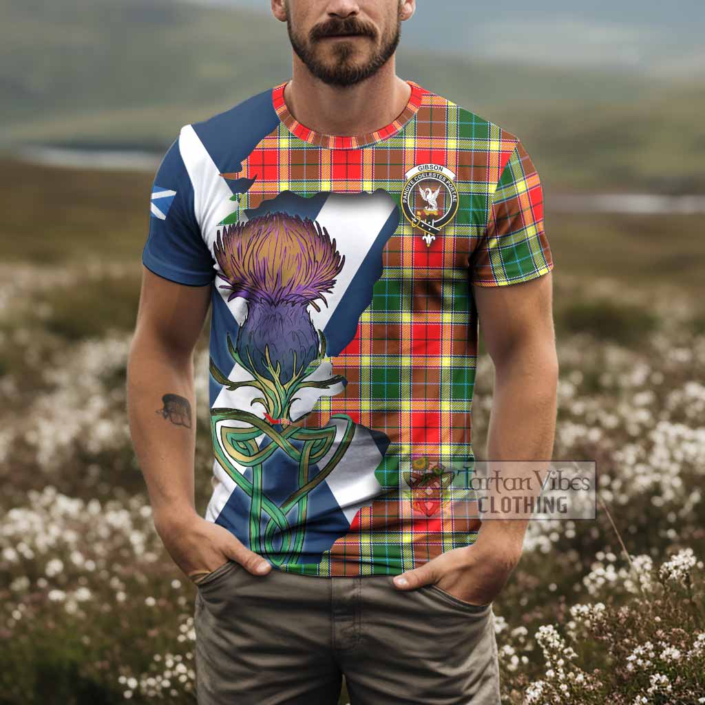 Gibson (Gibbs or Gibsone) Tartan Family Crest T-Shirt Scottish Thistle Celtic Inspired - Tartan Vibes Clothing
