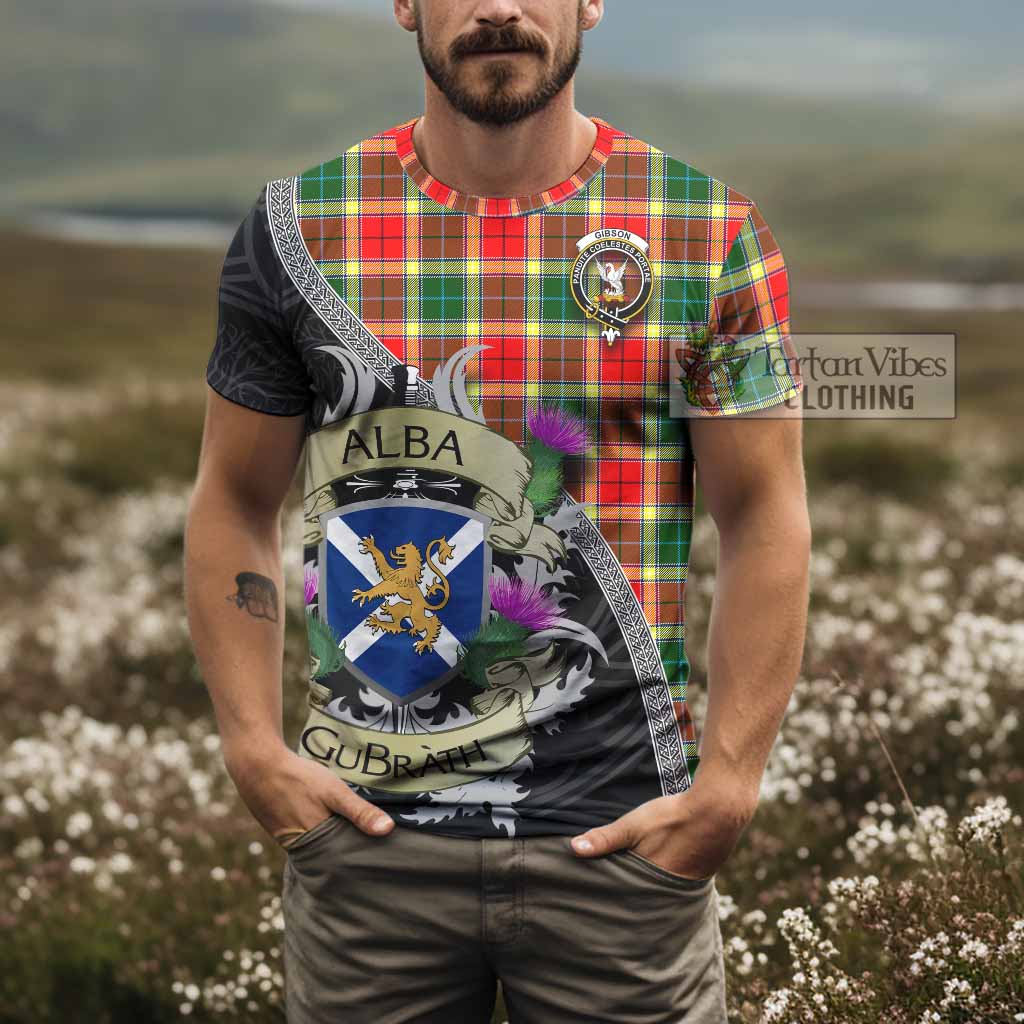 Tartan Vibes Clothing Gibson (Gibbs or Gibsone) Tartan Family Crest T-Shirt Lion Rampant Royal Thistle Shield Celtic Inspired