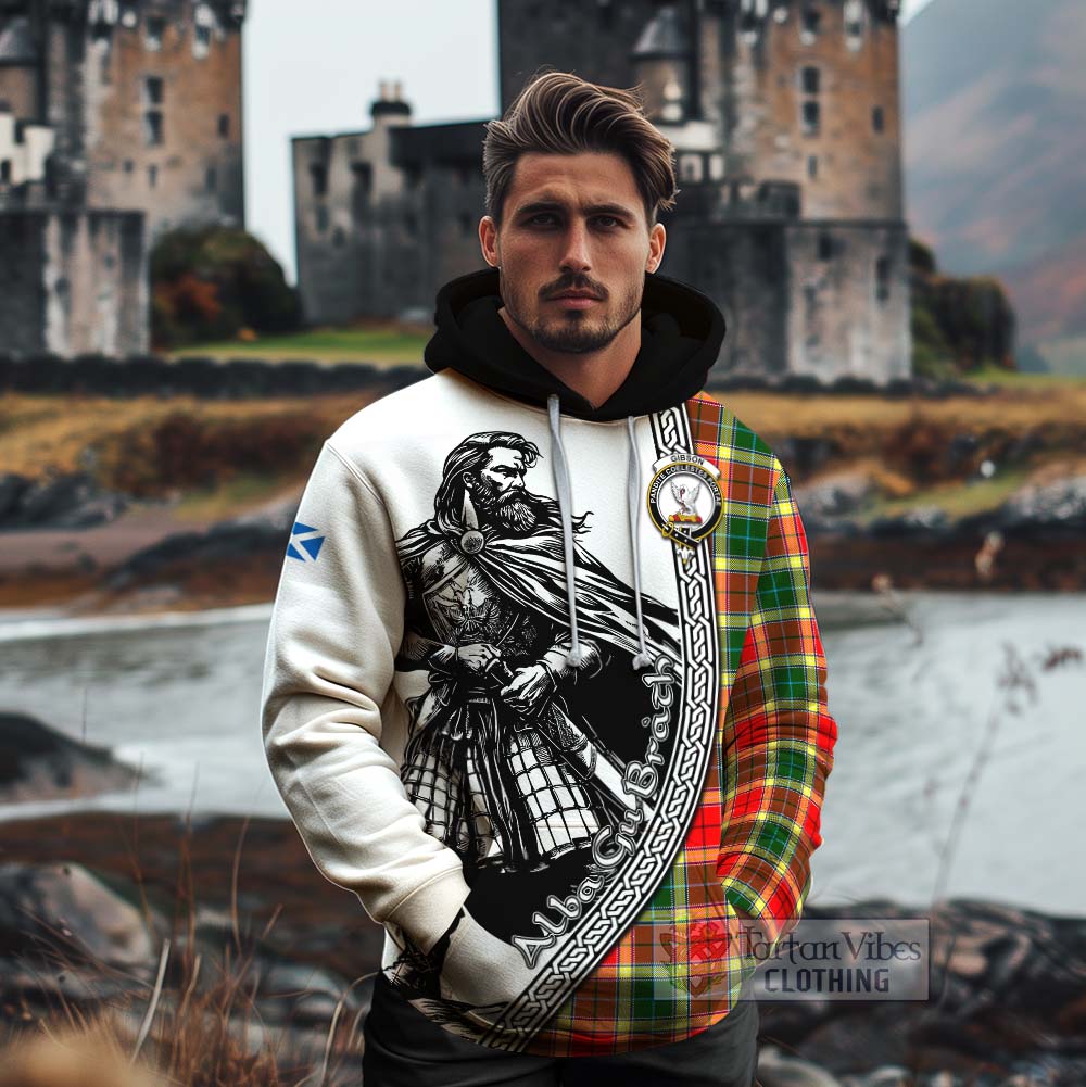 Gibson (Gibbs or Gibsone) Tartan Clan Crest Cotton Hoodie with Highlander Warrior Celtic Style - Tartan Vibes Clothing