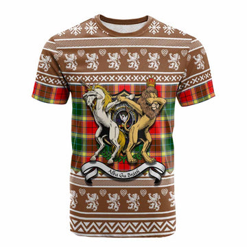 Gibson (Gibbs or Gibsone) Clan Tartan Crest Christmas Cotton T-shirt Coat of Arms Funny Style