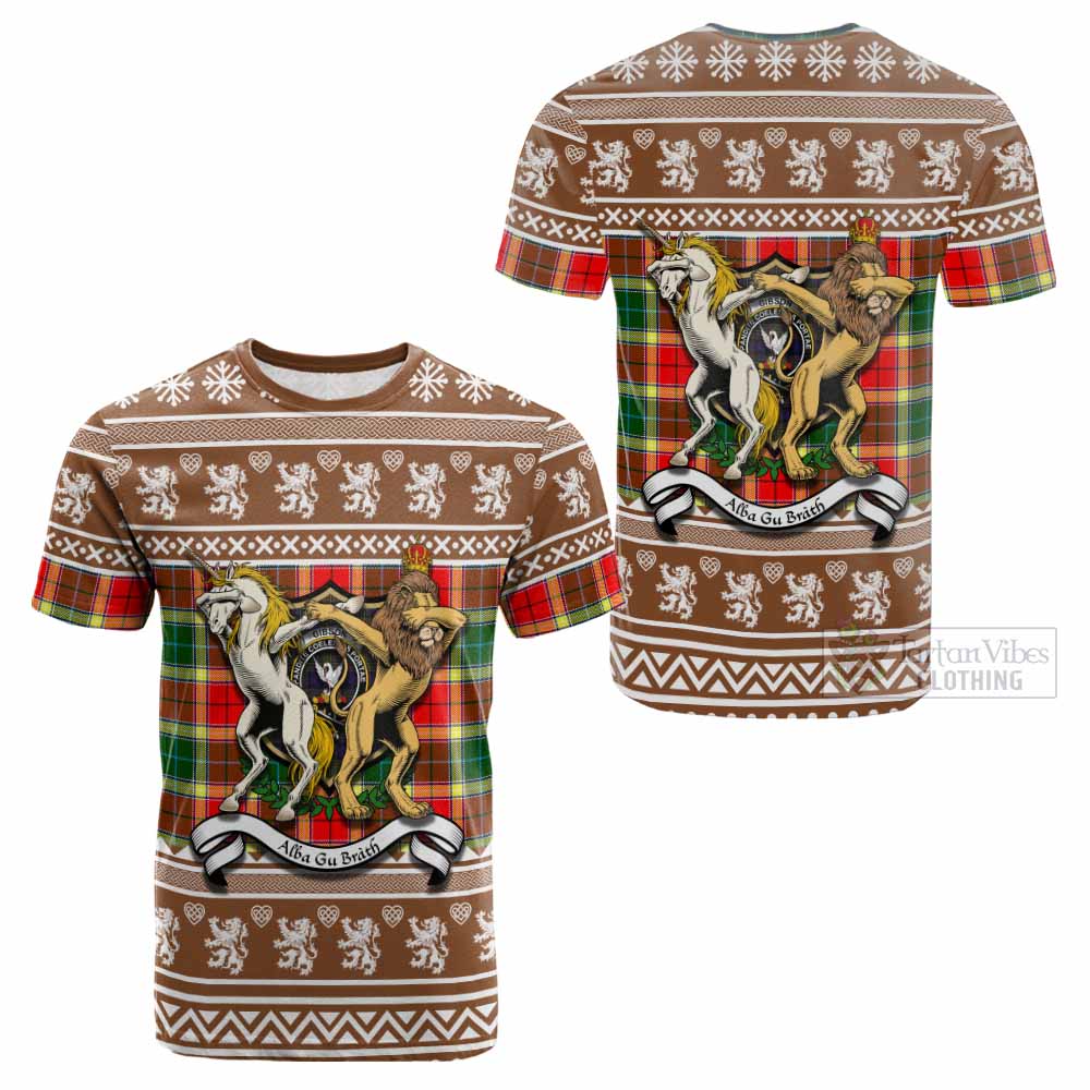 Gibson (Gibbs or Gibsone) Clan Tartan Crest Christmas Cotton T-shirt Coat of Arms Funny Style - Tartan Vibes Clothing