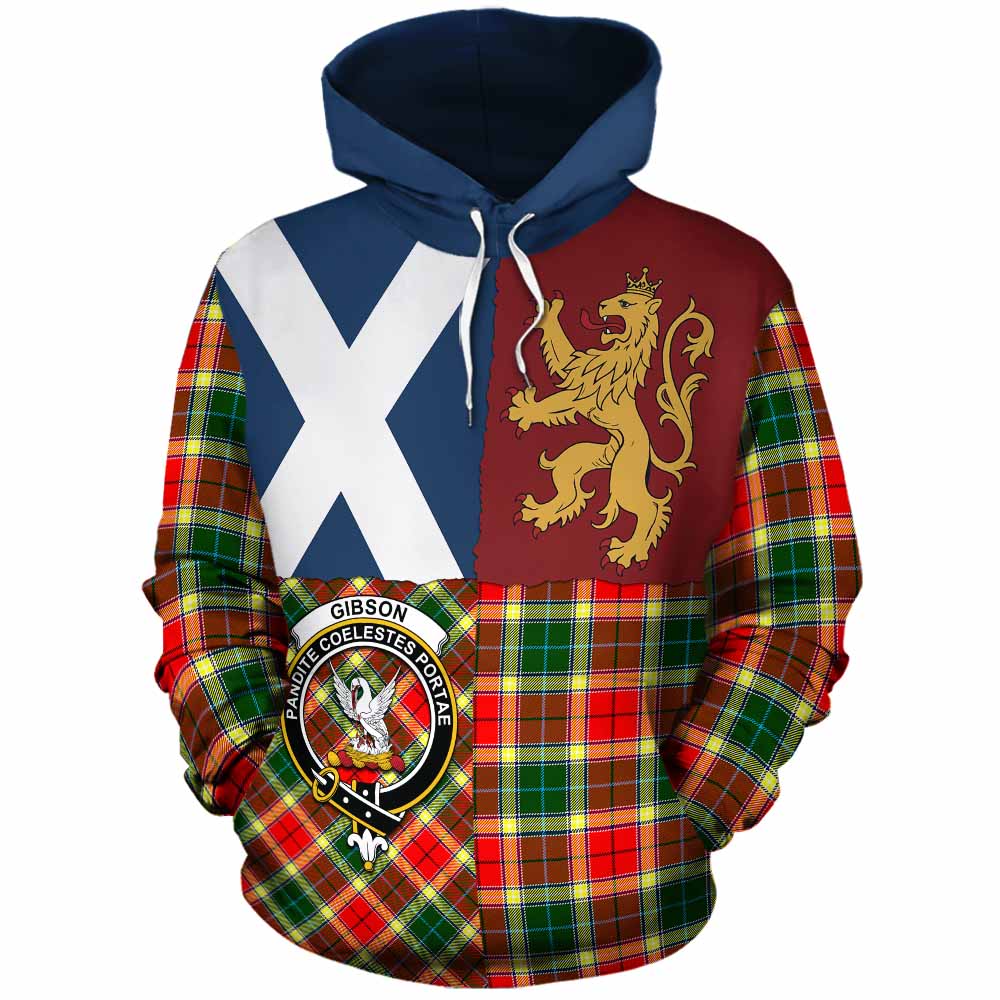 Gibson (Gibbs or Gibsone) Crest Tartan Cotton Hoodie with Lion Rampant Saltire Style - Tartan Vibes Clothing