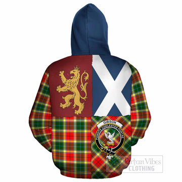 Gibson (Gibbs or Gibsone) Crest Tartan Cotton Hoodie with Lion Rampant Saltire Style - Tartan Vibes Clothing