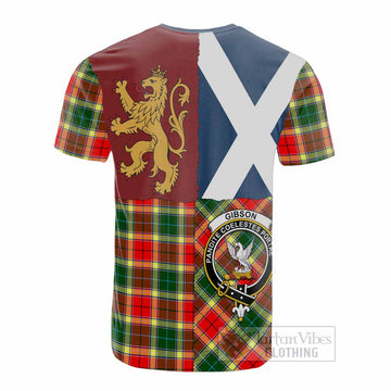 Gibson (Gibbs or Gibsone) Crest Tartan Cotton T-shirt with Lion Rampant Saltire Style