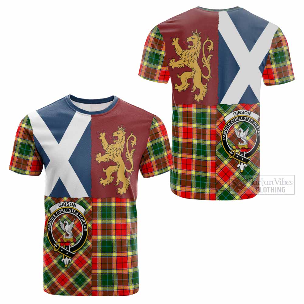 Gibson (Gibbs or Gibsone) Crest Tartan Cotton T-shirt with Lion Rampant Saltire Style - Tartan Vibes Clothing