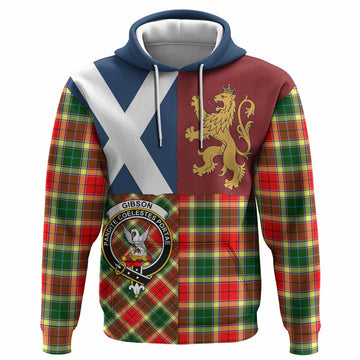 Gibson (Gibbs or Gibsone) Crest Tartan Hoodie with Lion Rampant Saltire Style