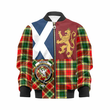 Gibson (Gibbs or Gibsone) Crest Tartan Kid Bomber Jacket with Lion Rampant Saltire Style - Tartan Vibes Clothing
