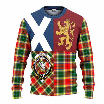 Gibson (Gibbs or Gibsone) Crest Tartan Knitted Sweater with Lion Rampant Saltire Style