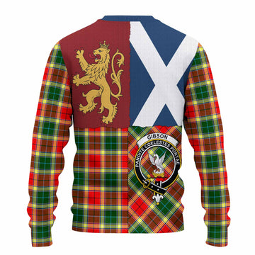 Gibson (Gibbs or Gibsone) Crest Tartan Knitted Sweater with Lion Rampant Saltire Style
