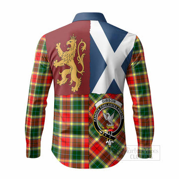 Gibson (Gibbs or Gibsone) Crest Tartan Long Sleeve Button Shirts with Lion Rampant Saltire Style