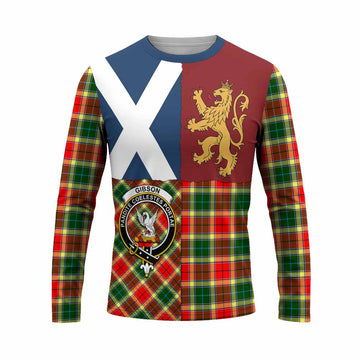 Gibson (Gibbs or Gibsone) Crest Tartan Long Sleeve T-Shirt with Lion Rampant Saltire Style