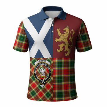 Gibson (Gibbs or Gibsone) Crest Tartan Polo Shirt with Lion Rampant Saltire Style