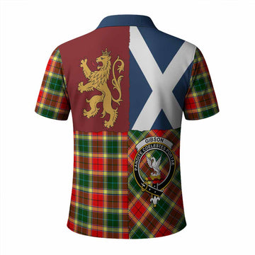 Gibson (Gibbs or Gibsone) Crest Tartan Polo Shirt with Lion Rampant Saltire Style