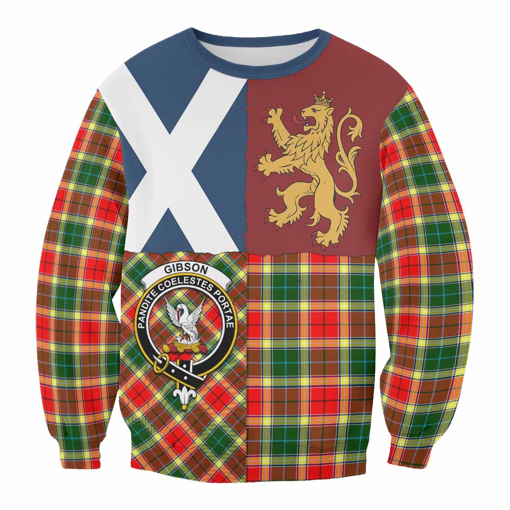 Gibson (Gibbs or Gibsone) Crest Tartan Sweatshirt with Lion Rampant Saltire Style
