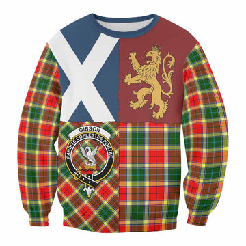 Gibson (Gibbs or Gibsone) Crest Tartan Sweatshirt with Lion Rampant Saltire Style