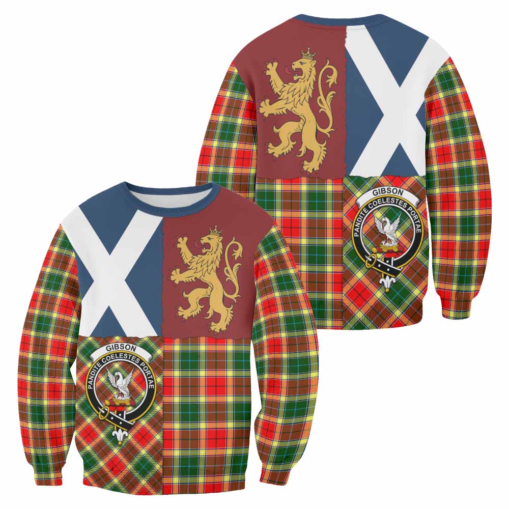 Gibson (Gibbs or Gibsone) Crest Tartan Sweatshirt with Lion Rampant Saltire Style