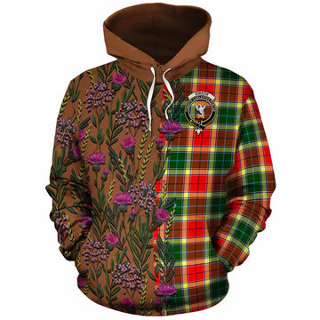 Gibson (Gibbs or Gibsone) Family Crest Tartan Cotton Hoodie Scottish Thistle Flower Pattern Half Style - Tartan Vibes Clothing