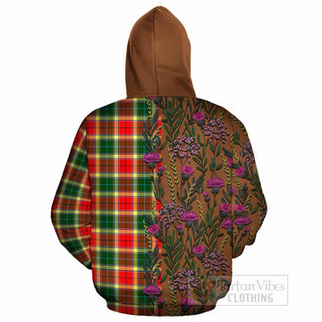 Gibson (Gibbs or Gibsone) Family Crest Tartan Cotton Hoodie Scottish Thistle Flower Pattern Half Style - Tartan Vibes Clothing