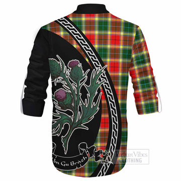 Gibson (Gibbs or Gibsone) Family Crest Tartan Ghillie Shirt Alba Thistle Inspired - Tartan Vibes Clothing