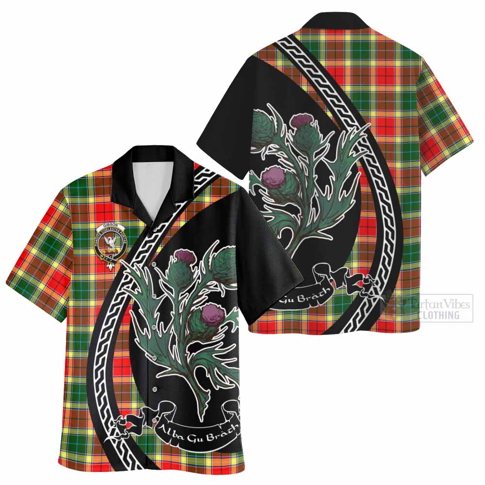 Gibson (Gibbs or Gibsone) Family Crest Tartan Hawaiian Shirt Alba Thistle Inspired - Tartan Vibes Clothing