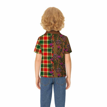 Gibson (Gibbs or Gibsone) Family Crest Tartan Kid Polo Shirt Scottish Thistle Flower Pattern Half Style - Tartan Vibes Clothing