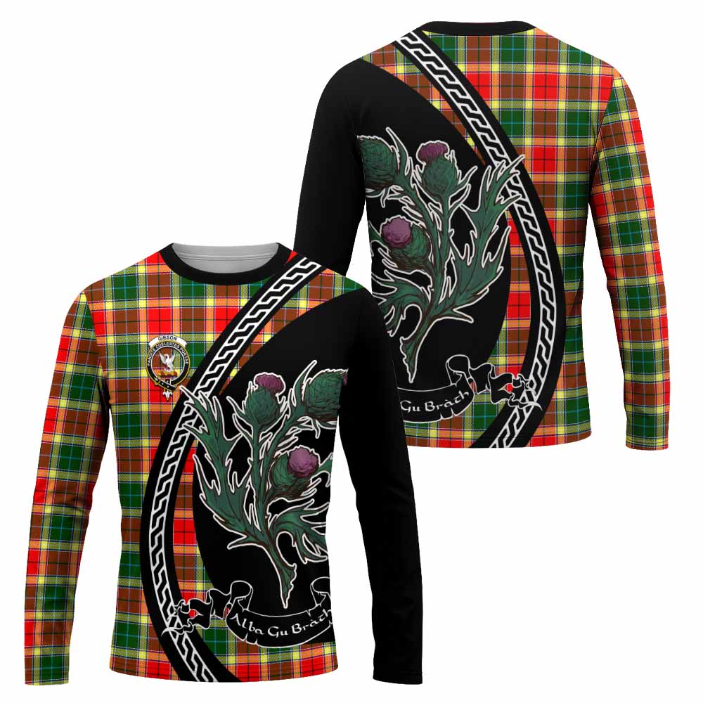 Gibson (Gibbs or Gibsone) Family Crest Tartan Long Sleeve T-Shirt Alba Thistle Inspired - Tartan Vibes Clothing