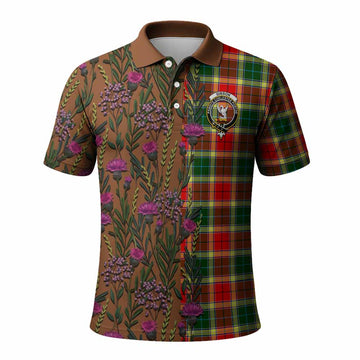 Gibson (Gibbs or Gibsone) Family Crest Tartan Polo Shirt Scottish Thistle Flower Pattern Half Style - Tartan Vibes Clothing