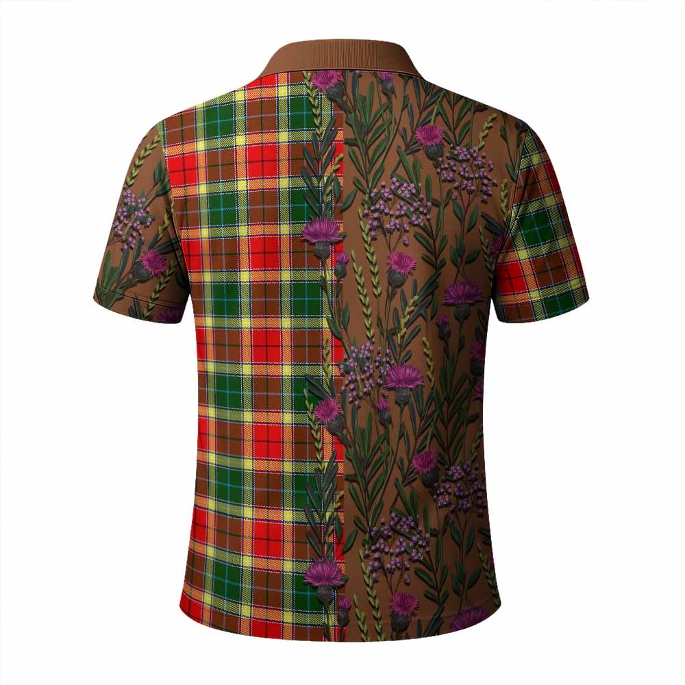 Gibson (Gibbs or Gibsone) Family Crest Tartan Polo Shirt Scottish Thistle Flower Pattern Half Style - Tartan Vibes Clothing