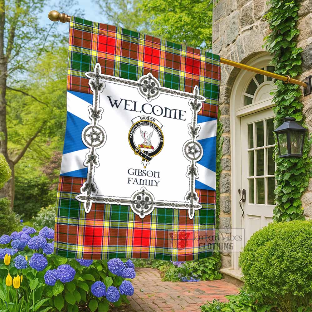 Gibson (Gibbs or Gibsone) Family Crest Tartan Welcome Garden Flag Saltire Harmony Style - Tartan Vibes Clothing