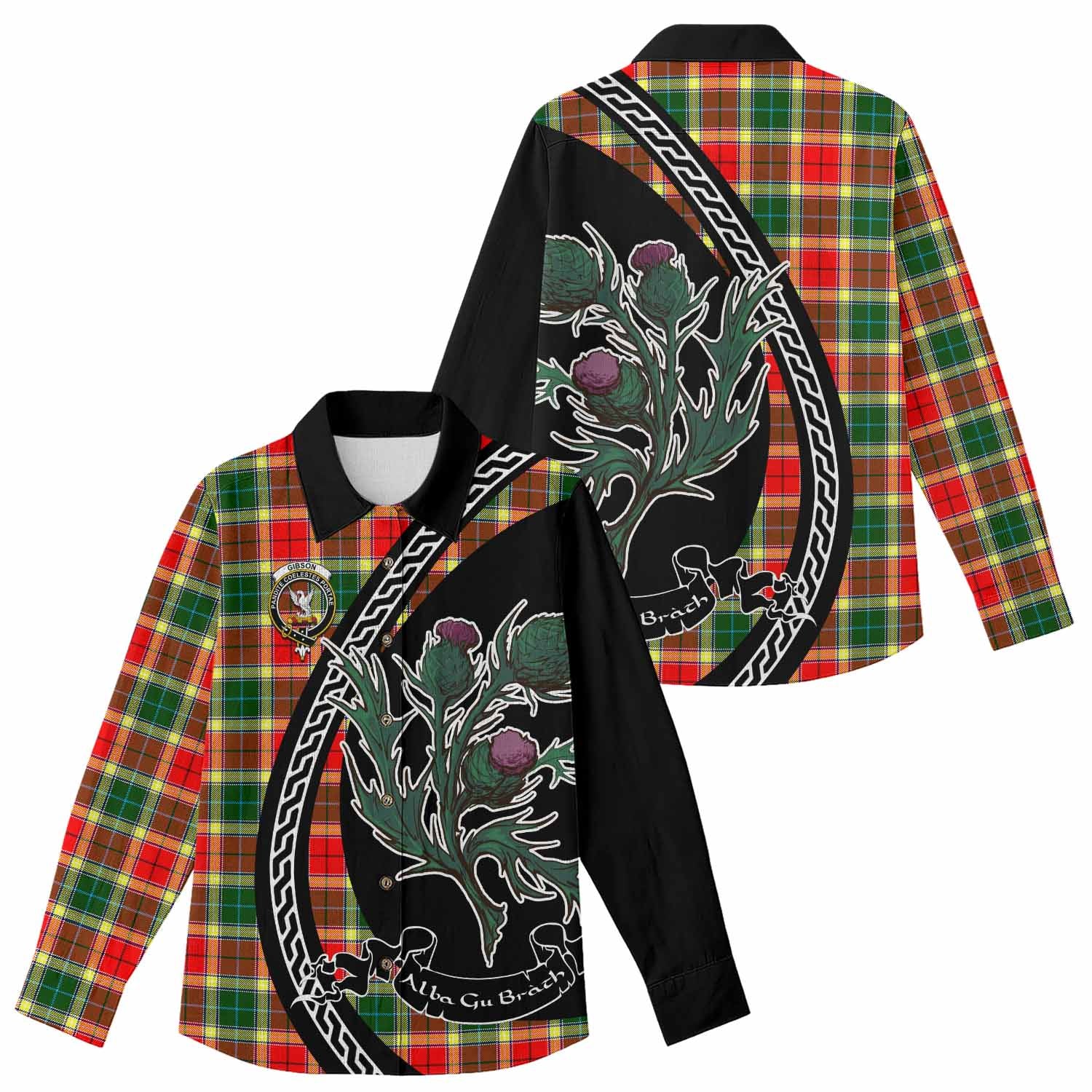 Gibson (Gibbs or Gibsone) Family Crest Tartan Women Casual Shirt Alba Thistle Inspired - Tartan Vibes Clothing