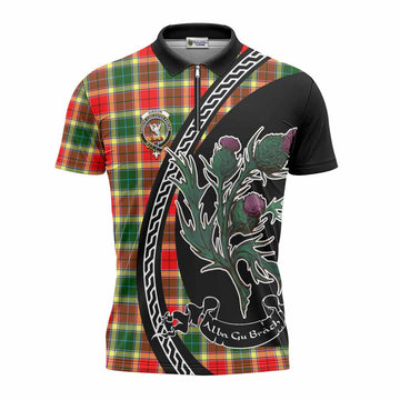 Gibson (Gibbs or Gibsone) Family Crest Tartan Zipper Polo Shirt Alba Thistle Inspired - Tartan Vibes Clothing
