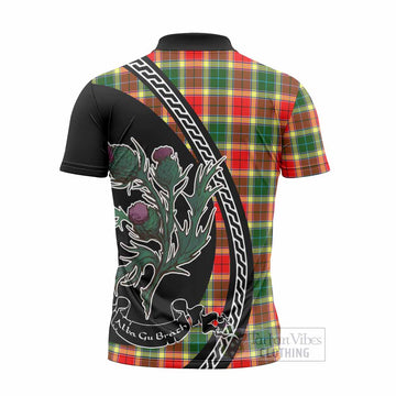 Gibson (Gibbs or Gibsone) Family Crest Tartan Zipper Polo Shirt Alba Thistle Inspired - Tartan Vibes Clothing