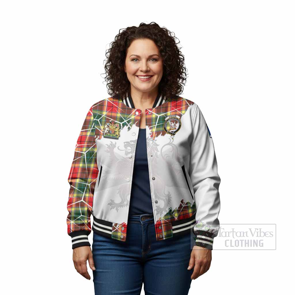 Gibson (Gibbs or Gibsone) Tartan Baseball Jacket with Family Crest and Lion Rampant Grunge Style