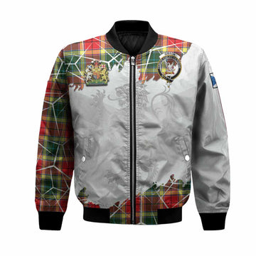 Gibson (Gibbs or Gibsone) Tartan Bomber Jacket with Family Crest and Lion Rampant Grunge Style