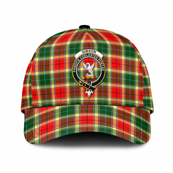 Gibson (Gibbs or Gibsone) Tartan Classic Cap with Family Crest