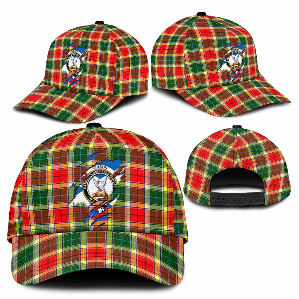 Gibson (Gibbs or Gibsone) Tartan Classic Cap with Family Crest In Me Style