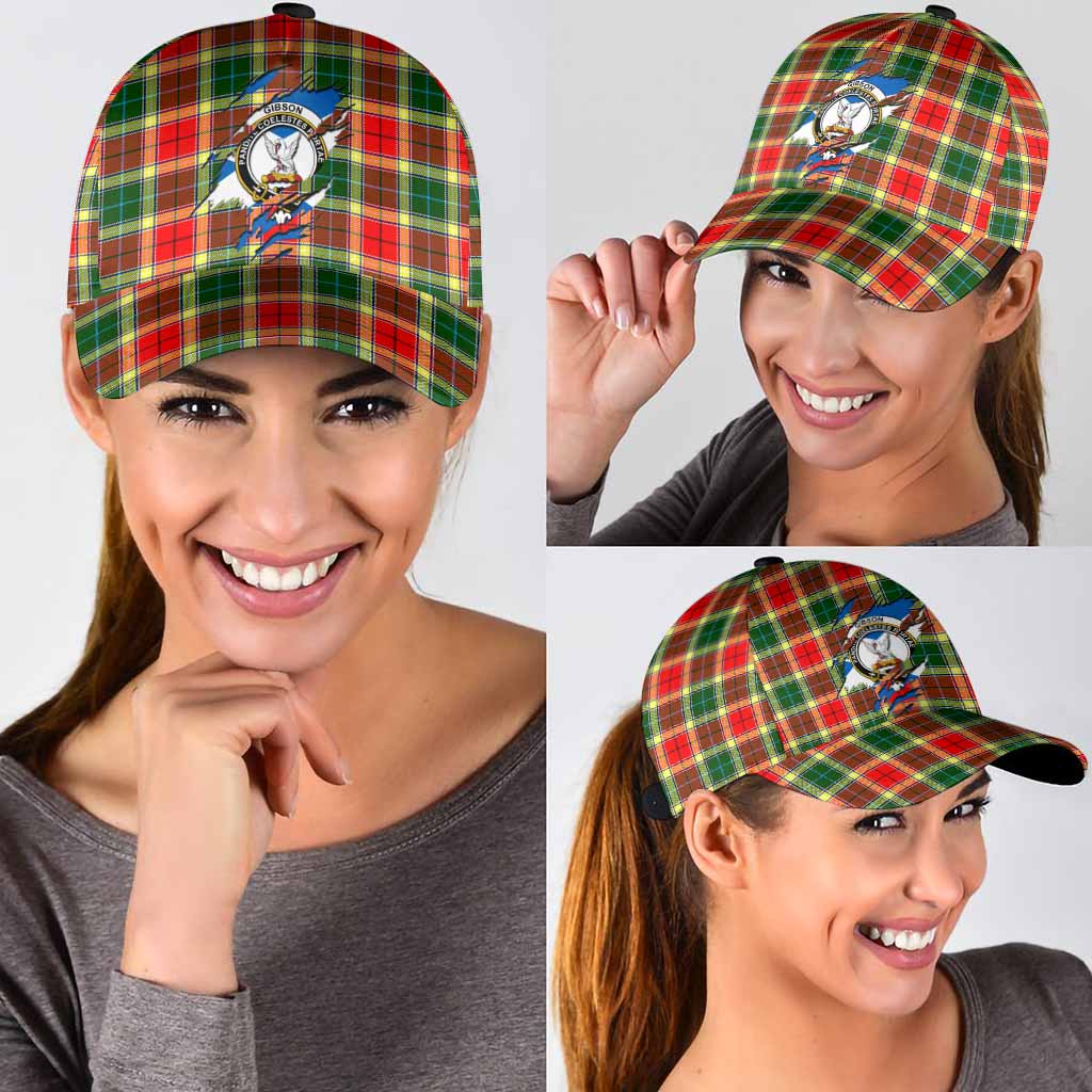 Gibson (Gibbs or Gibsone) Tartan Classic Cap with Family Crest In Me Style