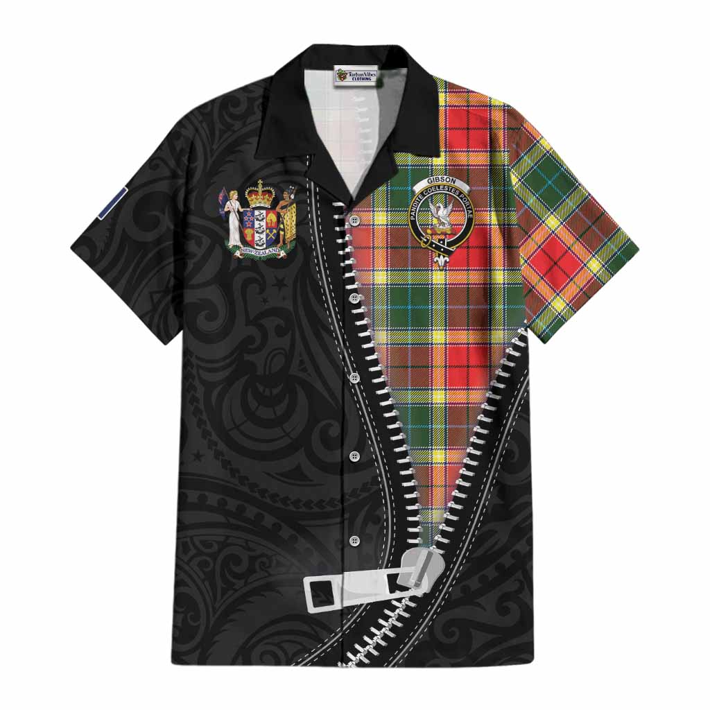 Gibson (Gibbs or Gibsone) Tartan Cotton Hawaiian Shirt New Zealand Pattern Unique Zipper Stylized